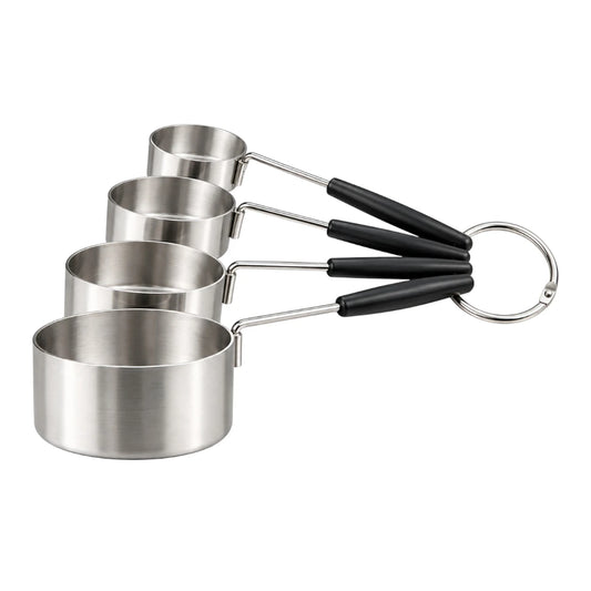 Paigez Stainless Steel Measuring Cup Set with Black Handles