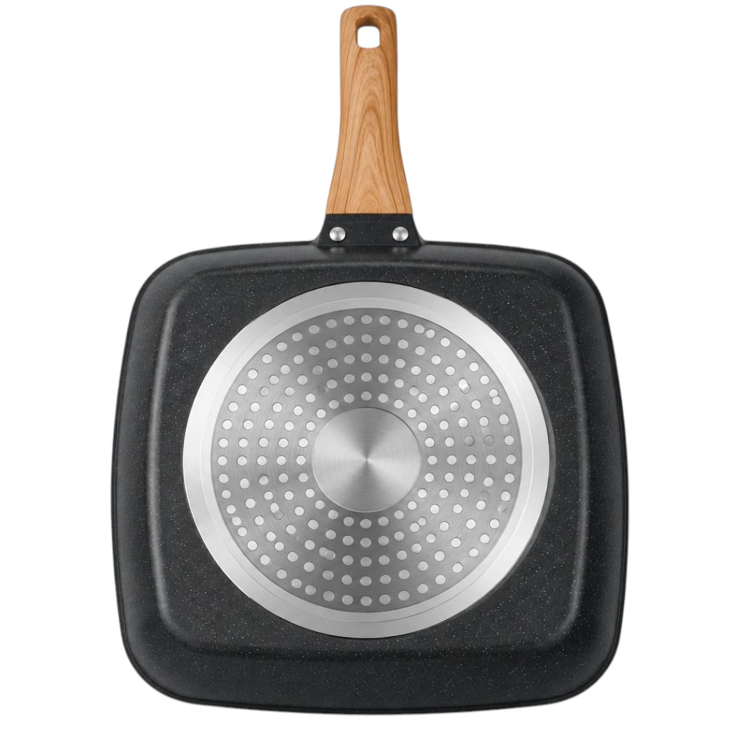 Paigez  Square Non-Stick Grill Pan with Wooden Handle