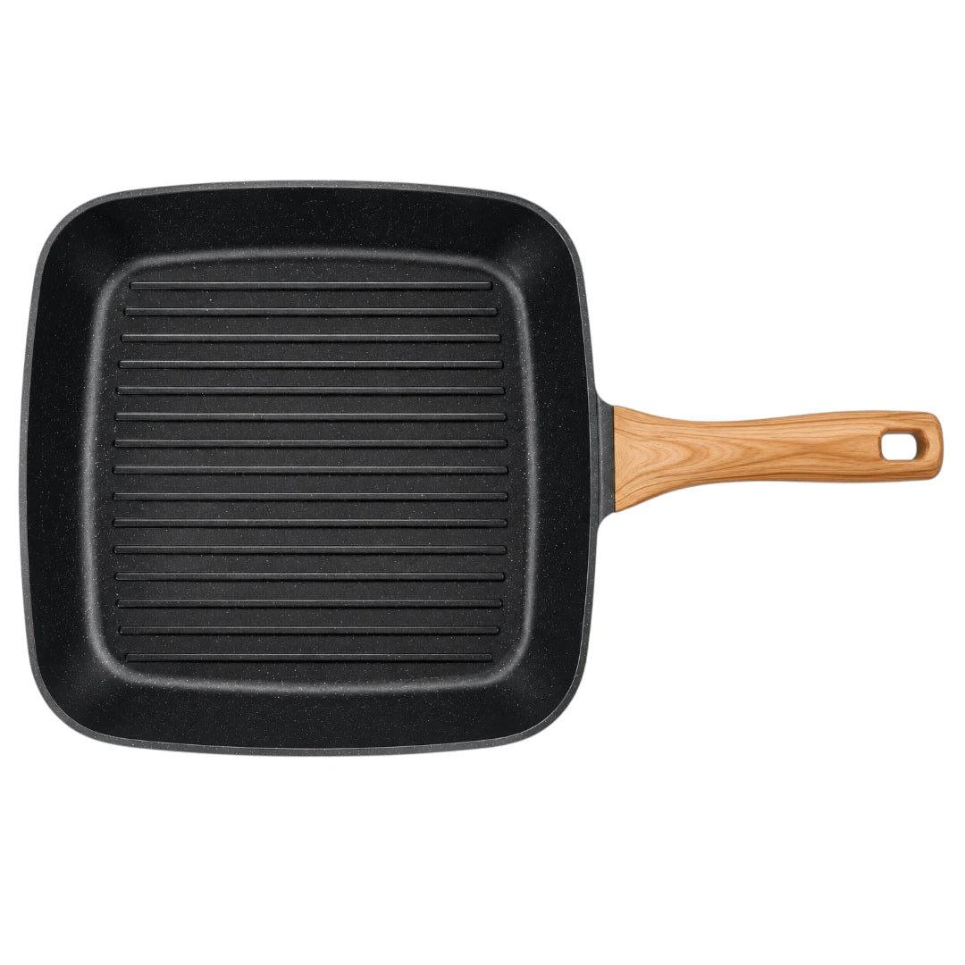 Paigez  Square Non-Stick Grill Pan with Wooden Handle