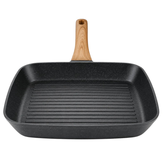 Paigez  Square Non-Stick Grill Pan with Wooden Handle