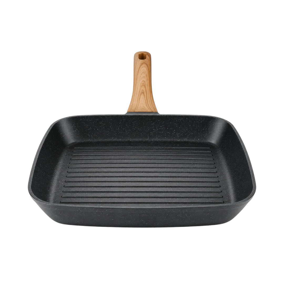 Paigez  Square Non-Stick Grill Pan with Wooden Handle