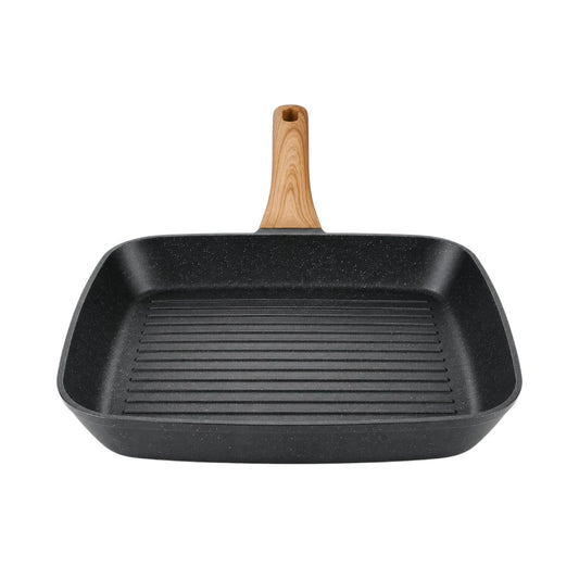 Paigez  Square Non-Stick Grill Pan with Wooden Handle