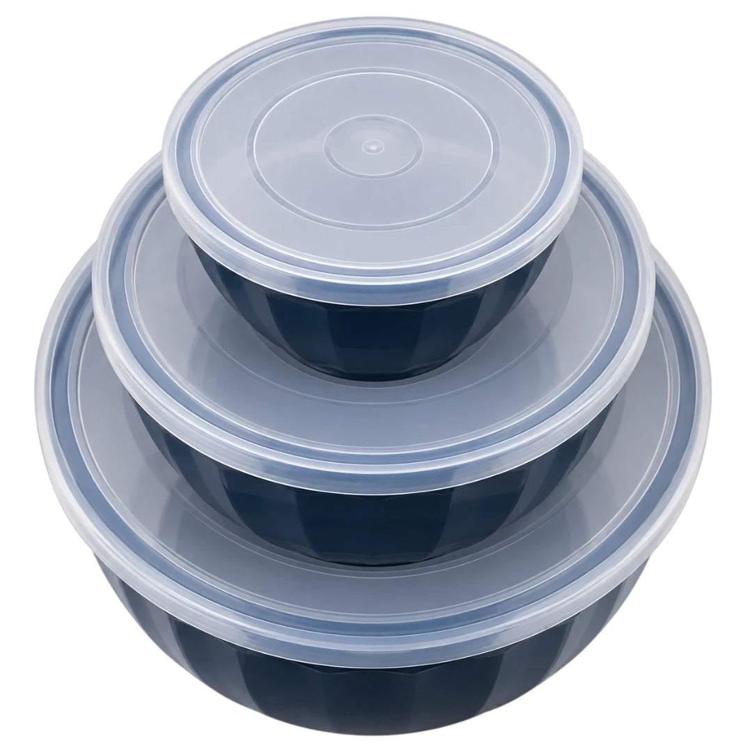 Paigez 3-Piece Dark Navy Mixing Bowls with Lids