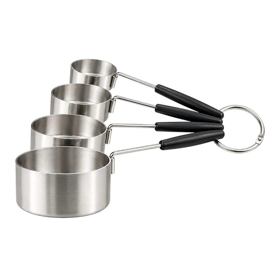Paigez Stainless Steel Measuring Cup Set with Black Handles