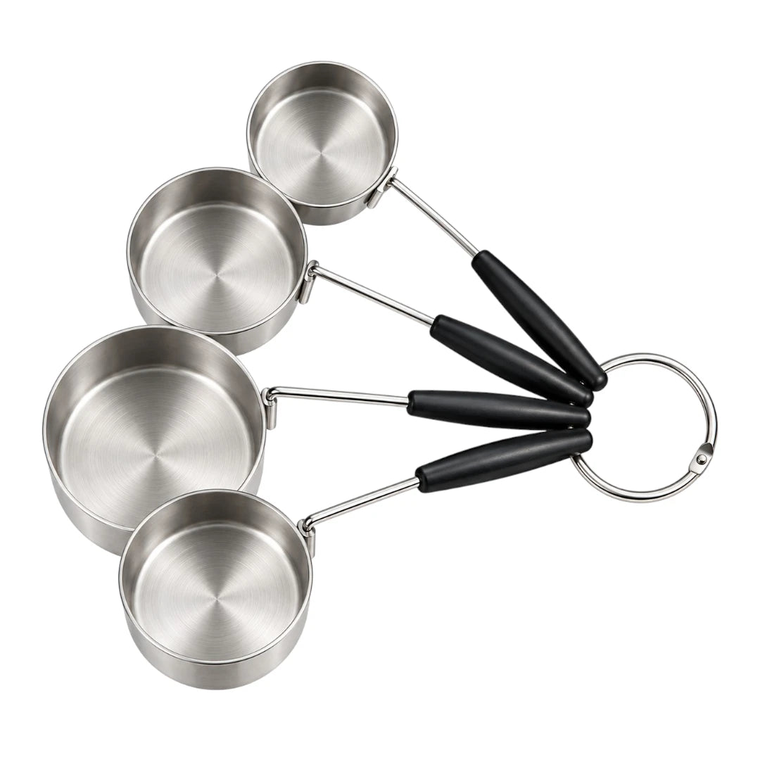 Paigez Stainless Steel Measuring Cup Set with Black Handles