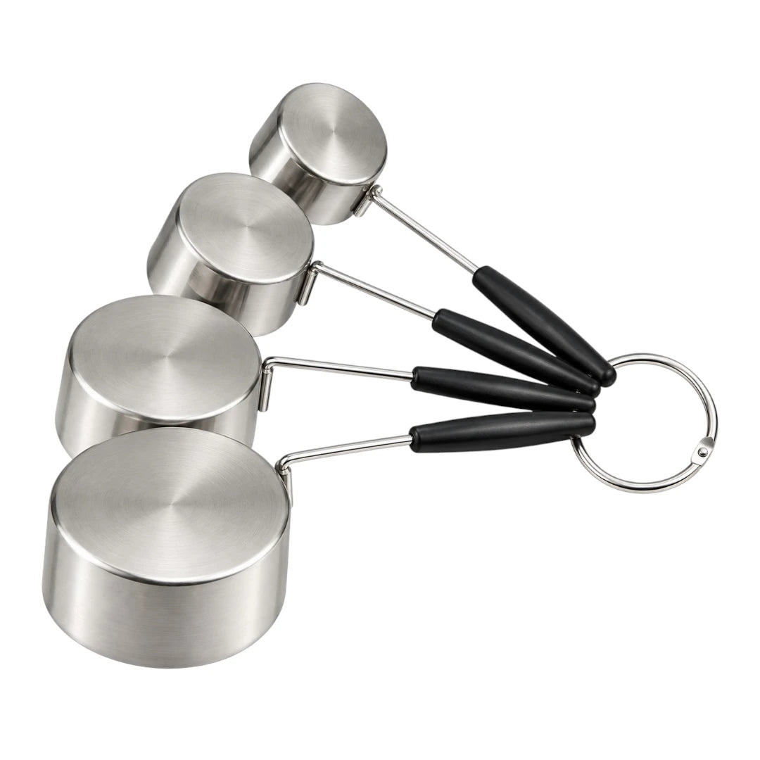 Paigez Stainless Steel Measuring Cup Set with Black Handles